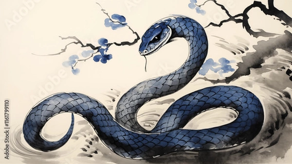 Obraz 푸른 뱀 Blue Snake
