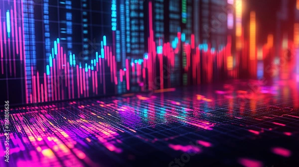 Fototapeta Investment Insights with Digital Market Graphs