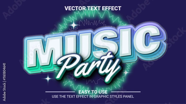Obraz 3d music party editable text effect