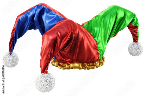 Fototapeta jester hat isolated on white background. 3d illustration.