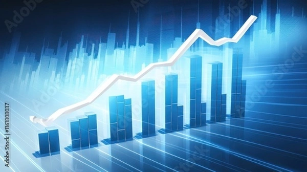 Fototapeta A graph with an upward trend, illustrating financial strength and growth in a business setting