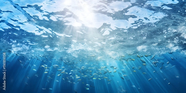 Fototapeta Exploring the Underwater World: Coral Reefs with Mesmerizing Sun Rays