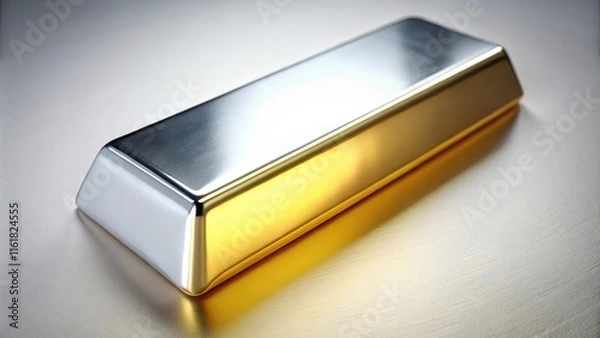 Fototapeta A close-up shot of a shiny gold and silver bar , precious metals, investment, wealth, finance, bullion, stack, metal