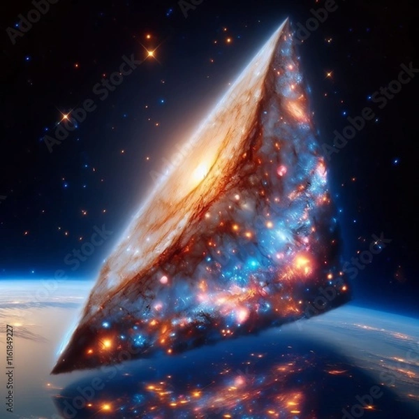 Fototapeta Wedge shaped Galaxy A galaxy shaped like a wedge with one end la