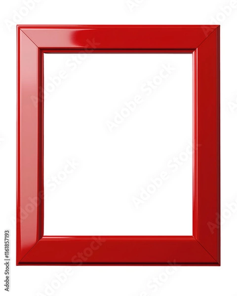 Fototapeta Bold red lacquer frame with a high gloss finish, modern style. Isolated on transparent or white background cut out