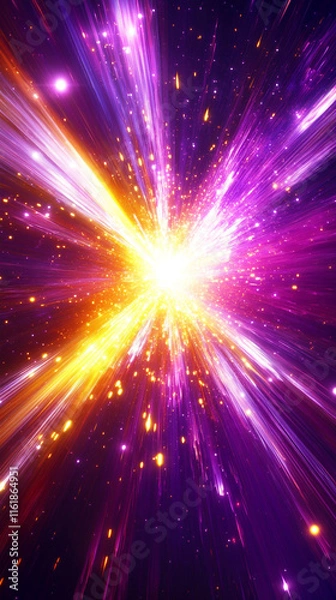 Fototapeta Dynamic purple and yellow light effect with vibrant burst