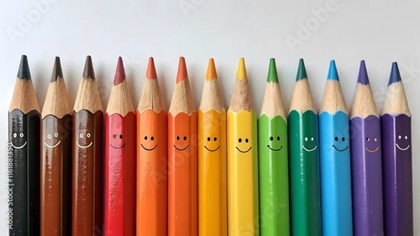 Obraz Colored Pencil Variety with a Smiling Face