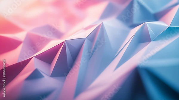 Fototapeta Colorful abstract mountain landscape formed by geometric shapes during evening light