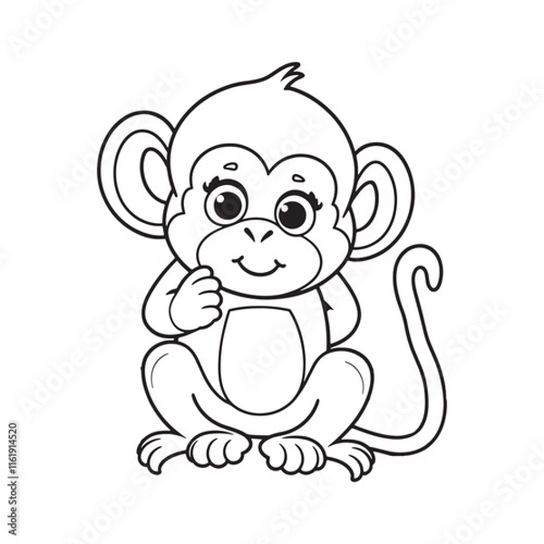 Fototapeta Monkey line art vector on white background 