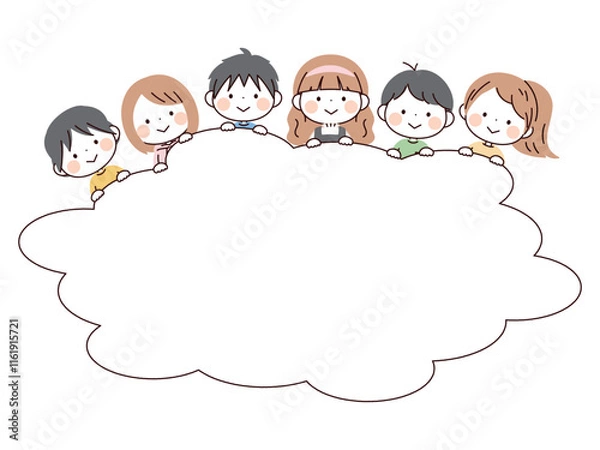 Obraz 
子供たちともくもくふきだしフレーム