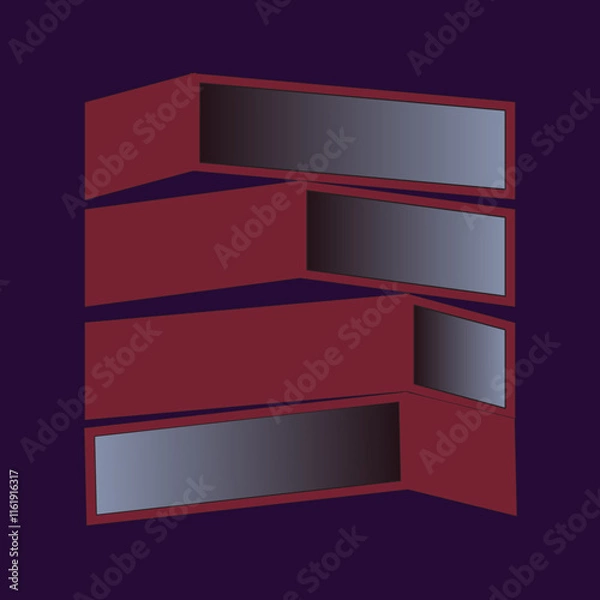Fototapeta Set of maroon color empty box files vector art illustrations