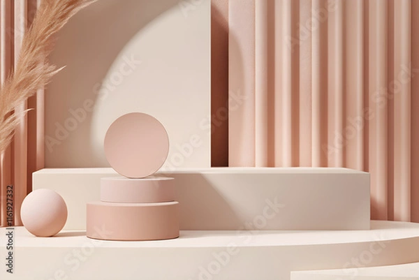 Fototapeta Background with podium for product presentation, branding or packaging. 
