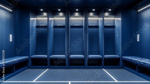 Obraz A blue locker room with five lockers