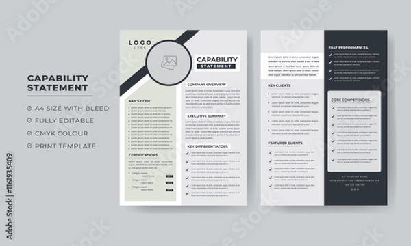 Fototapeta Capability Statement Template for company, capability statement documents with new concept 