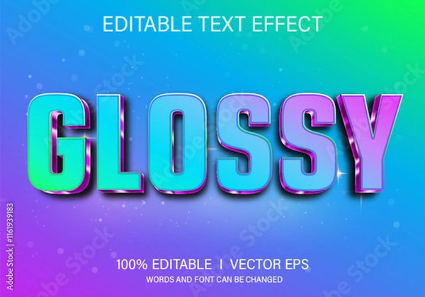 Fototapeta glossy vector text effect with modern style design