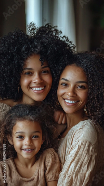 Obraz Happy Multigenerational Family Portrait  Smiling Black Women and Child