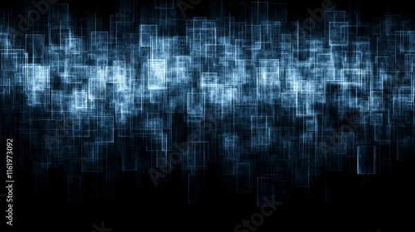 Fototapeta Abstract Digital Data Stream Blue Squares Background