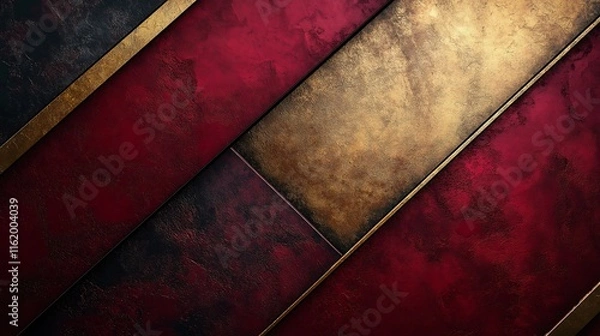 Obraz Deep Burgundy Background with Platinum and Gold Geometric Patterns