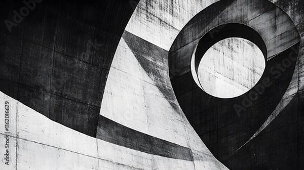 Obraz Straight-edged and angular shapes intersecting with circular curves creating a striking contrast in the design