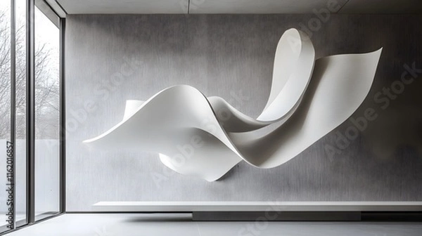 Obraz Smooth flowing lines cutting through hard-edged angular shapes to create a dynamic and balanced visual contrast