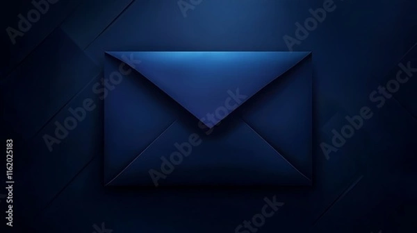 Obraz A dark blue envelope with a slightly shiny texture, placed on a dark blue surface with a patterned design. The envelope appears to be closed and is the main focus of the image.
