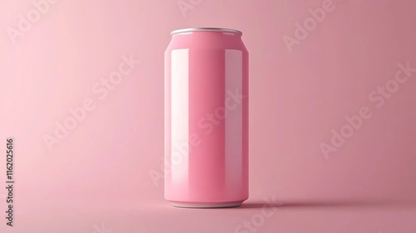 Fototapeta Pink Aluminum Can on Pink Background