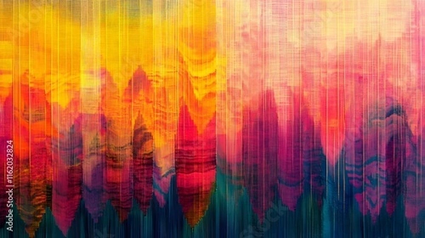 Obraz Jagged linear patterns layered on a soft gradient backdrop with vivid colors to create visual depth