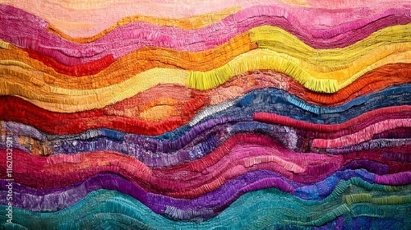 Obraz Jagged linear patterns layered on a soft gradient backdrop with vivid colors to create visual depth
