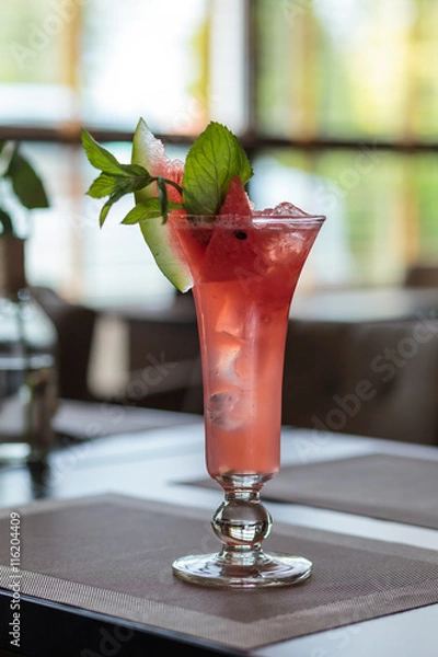 Fototapeta Watermelon drink in a glass