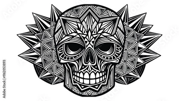 Fototapeta Intricate Skull with Geometric Patterns