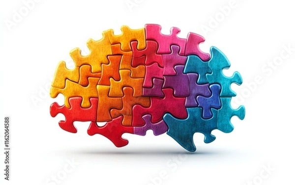 Fototapeta Puzzle pieces creating a brain shape, symbolizing the diversity of thought and experience, central to Autism and neurodiversity