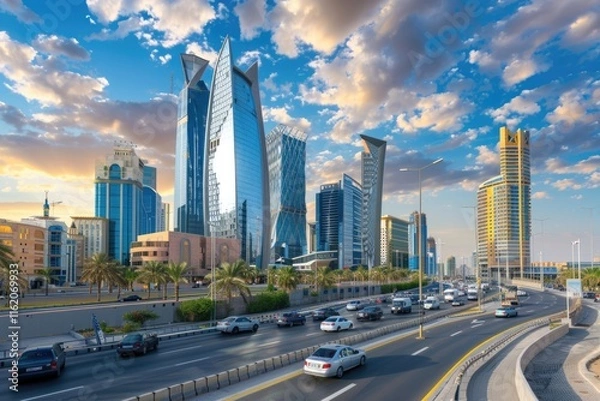 Obraz Modern buildings in Riyadh  Saudi Arabia  August 6th 2021