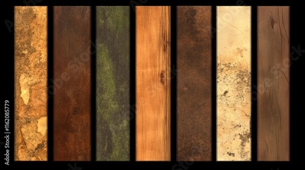 Fototapeta Diverse Textured Wood and Stone Panels Samples