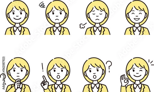 Obraz キャリアウーマンの人物アイコンセット