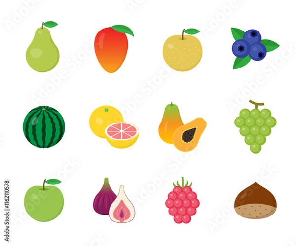 Obraz 果物のアイコン・イラストセット