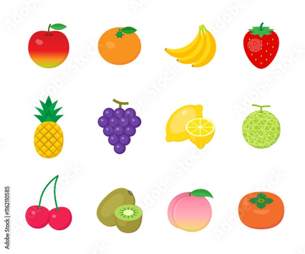 Fototapeta 果物のアイコン・イラストセット