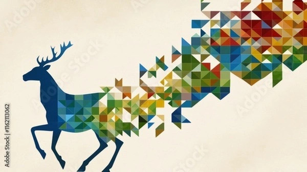 Fototapeta Geometric Deer Abstract Art Colorful Design