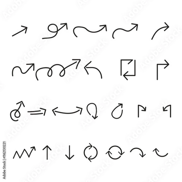 Obraz Set of arrows.Hand drawn arrow Icon isolated vector graphic elements