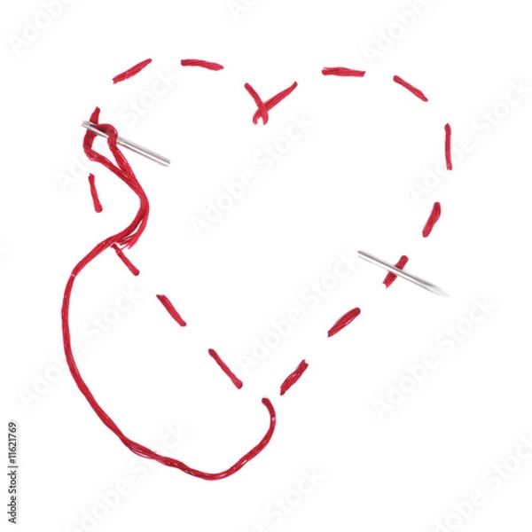 Obraz Needle with a red thread. Heart