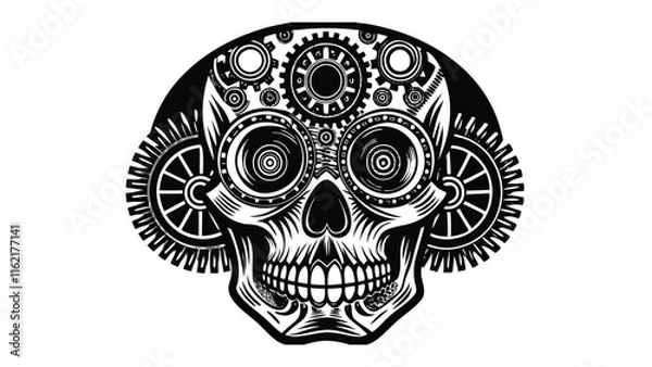 Fototapeta Steampunk Skull with Gears