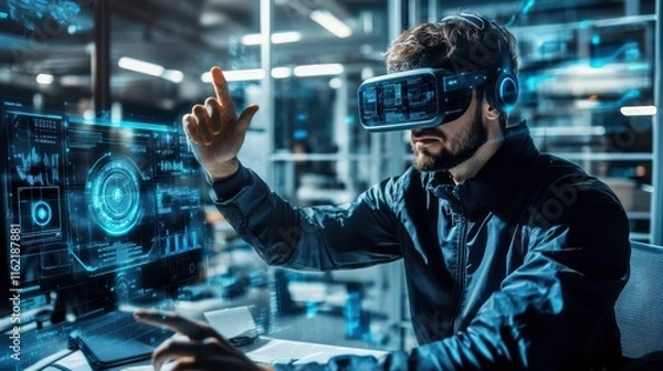 Fototapeta Leader Presenting Innovative Augmented Reality Features