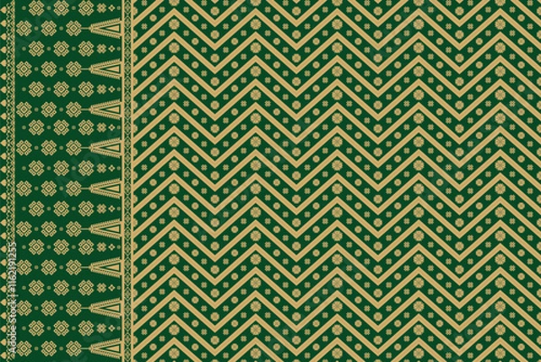 Obraz green songket traditional pattern of indonesia