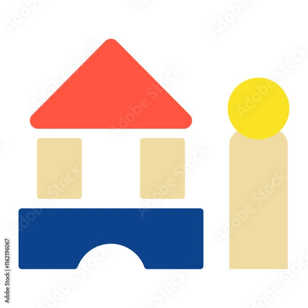 Obraz シンプルでかわいい積み木のイラスト（フラットデザイン）