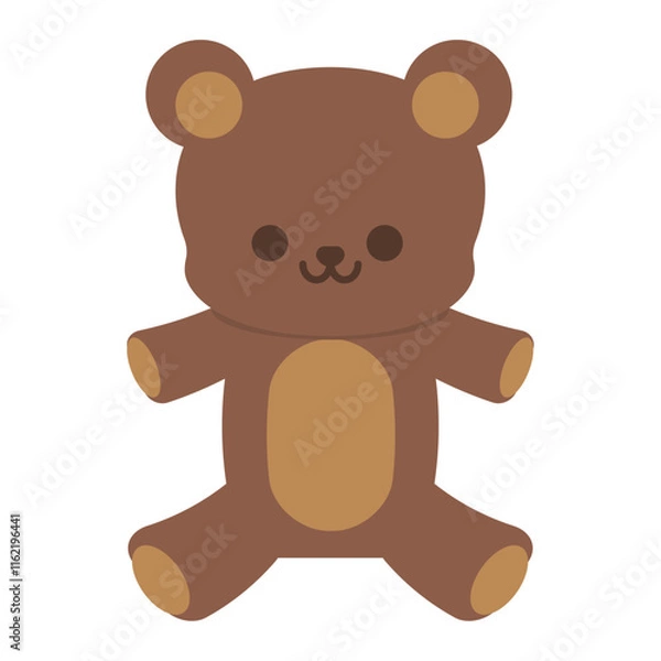 Obraz シンプルでかわいいくまのぬいぐるみのイラスト（フラットデザイン）