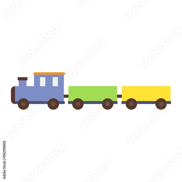 Obraz シンプルでかわいい汽車のおもちゃのイラスト（フラットデザイン）
