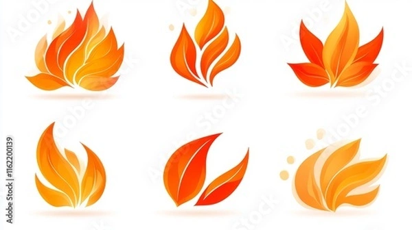 Fototapeta Six Abstract Flame Leaf Designs Vector Icons