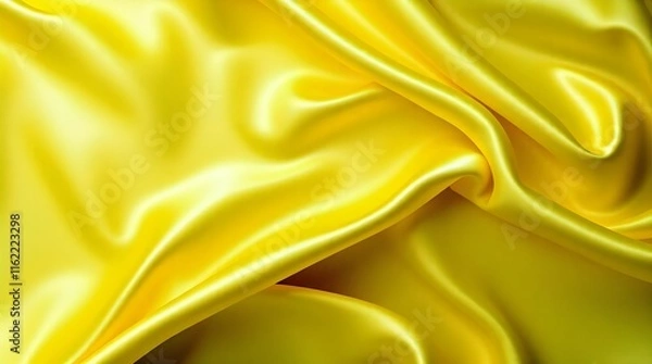 Fototapeta Elegant Lime Green Silk Satin Fabric Background with Wavy Folds