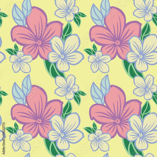 Fototapeta Seamless flower pattern. Beautiful background for banners, labels, posters, web, invitations, weddings, greeting cards, albums. Vector clip art.