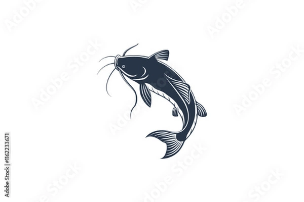 Obraz catfish silhouette vector illustration on white background