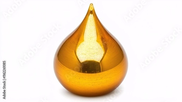 Fototapeta isolated shot of a golden resin droplet with a smooth surface, placed gently on a white background, with a simple composition and ample space for text. isolate on white background 
